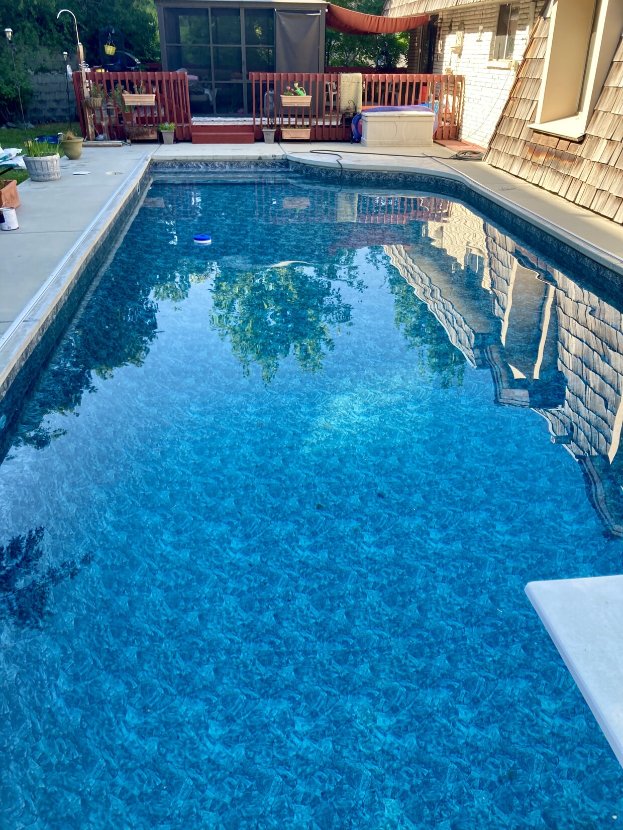 Vinyl pool in a backyard